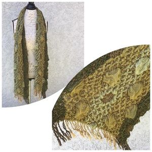 Charlotte Daniel Green Unique Crochet Knit Scarf Winter Fashion Accessory